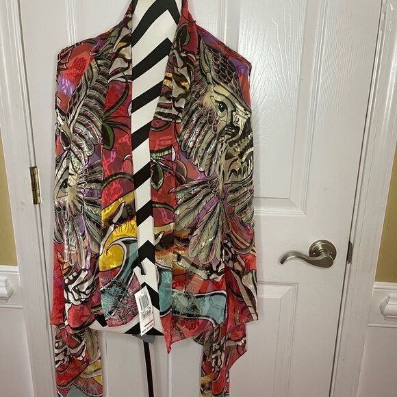 NWT Christian Audigier 100%silk multi color extra large scarf - Picture 8 of 13